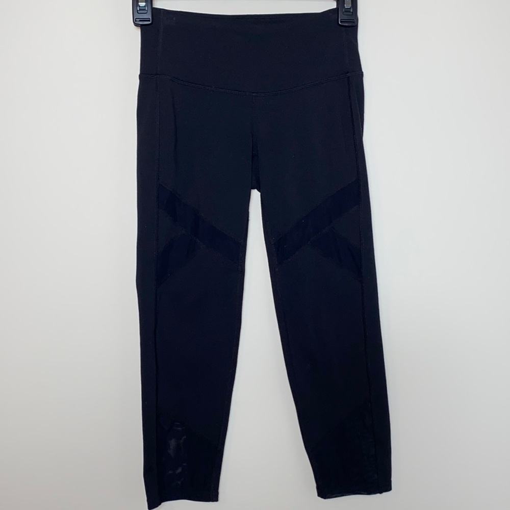 Athleta Crux Capri Leggings Mesh Black Size XXS